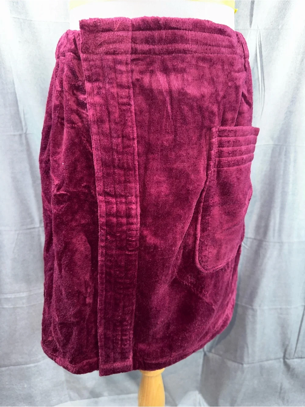 2409-Vintage Stafford Plush Velvet Wrap Skirt in Deep Wine